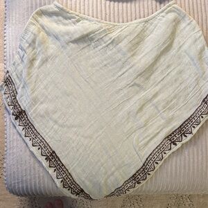 Cream and Brown Women's Poncho